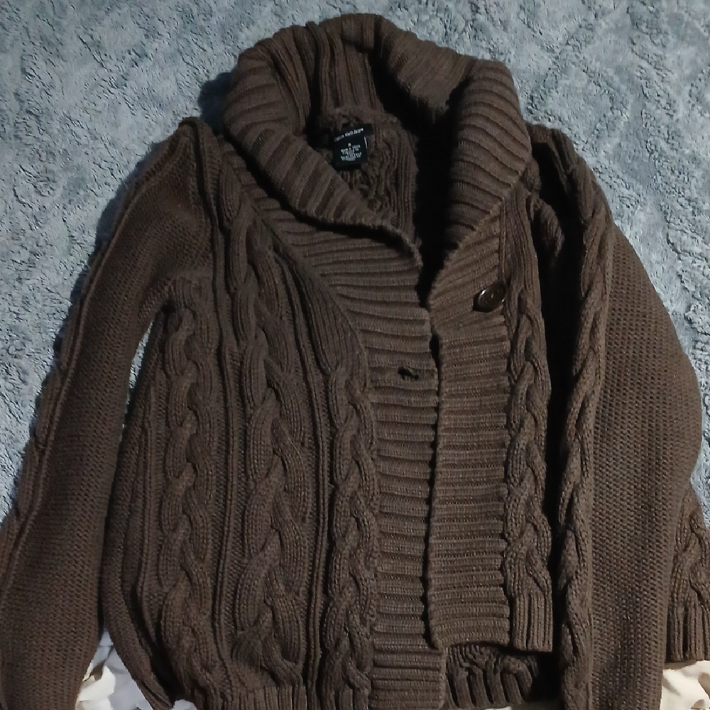 Cozy Brown Cable Knit Cardigan Calvin Klein  jeans